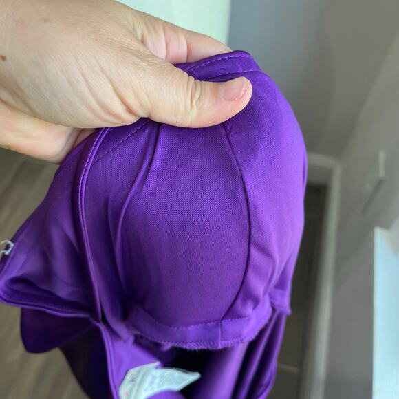 VTG Blondie Nights Y2K Purple Asymmetrical Ruffle Satin Prom Dress Sz 11 - Picture 6 of 9